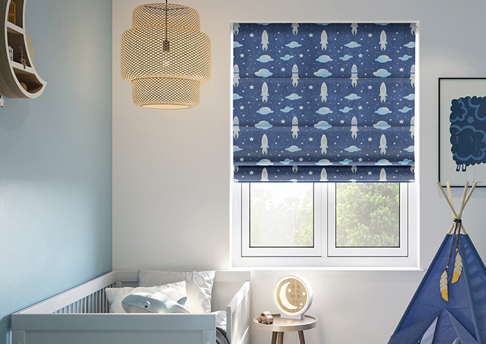 Blast Off, Celestial Blue - Motorised Roman Blind - Image 3
